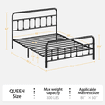 thumbnail image 7 of Jopath Queen Size Metal Bed Frame, Platform Bed with Headboard Structurally Stable Under Bed Storage for Teens Adults Black, 7 of 7