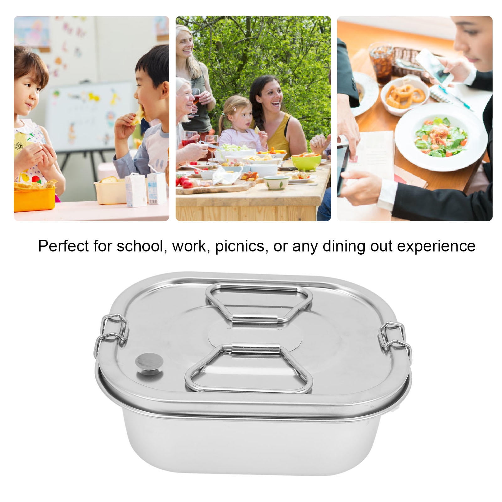 BIMZUC 304 Stainless Steel Lunch Box – Leakproof, Large Capacity, Insulated, Square Compartment, Portable for Adults