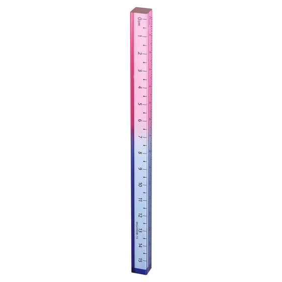 Uxcell Acrylic Clear Straight Rulers 15cm Metric Transparent Gradient Three-Dimensional Plastic Ruler Square Cube Measuring Tool for Classroom Office, Blue-Pink