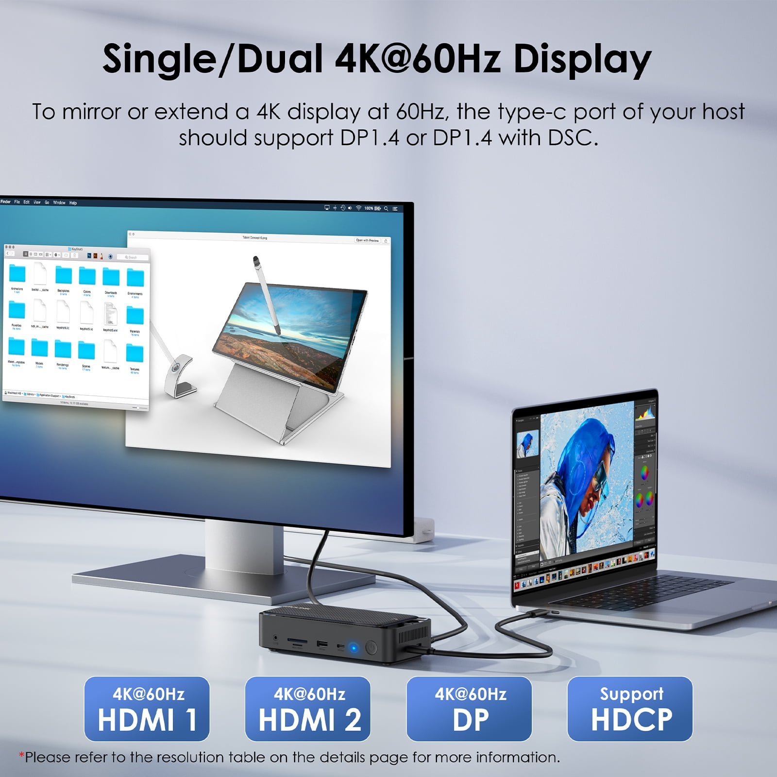 13-in-1 USB C Dock with 100W charge 4K HDMI/DP Gigabit RJ45, 10Gbps USB HUB SSD Enclosure for Laptop