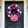 thumbnail image 5 of Kbndieu 4th of July Patriotic Wreath for Front Door Red White and Blue Flower Wreath for Window Wall Patio Decor Independence Day Memorial Day Flag Day Veterans Day, 5 of 6