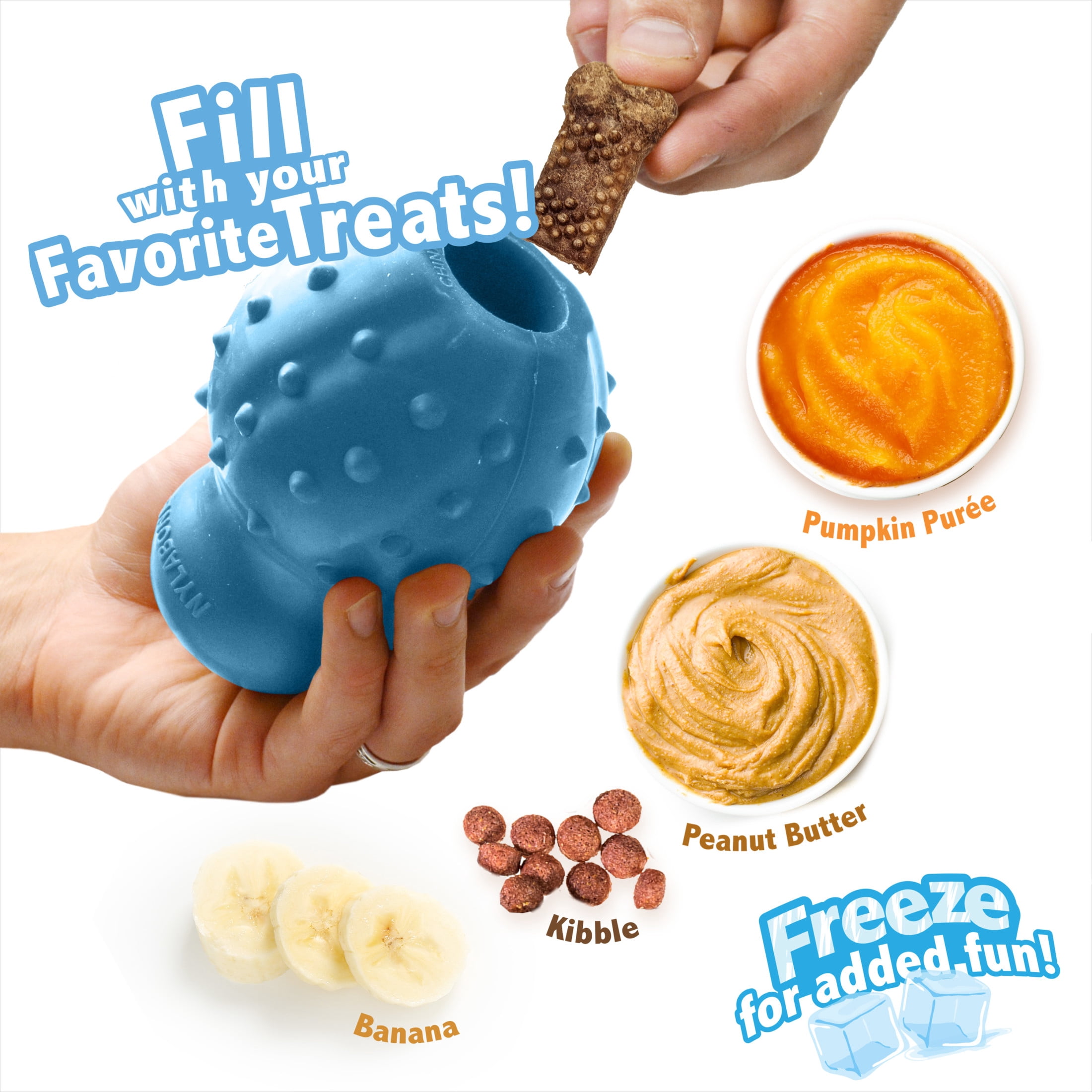 Nylabone Strong Chew Rubber Stuffable Cone Dog Treat, Dog Toys for Large Dogs, Bacon Flavor, Blue, Large