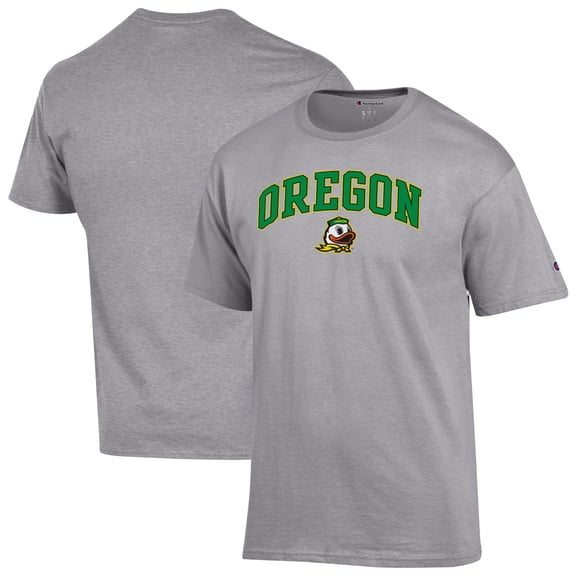 Men's-Champion Heather Gray Oregon Ducks Arched Logo T-Shirt