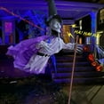 thumbnail image 4 of DAMAI 6 ft Halloween Flying Witch Decor,Outdoor Flying Witch Halloween Animatronic Animated Hover Witch with Scary Sound & Light-up Eyes, Scary Halloween Props for Garden Yard House Decoration, 4 of 9