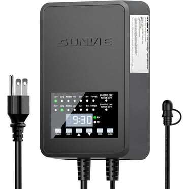 SUNVIE 200W Low Voltage Landscape Transformer Step Down Transformer with Timer and Photocell Sensor