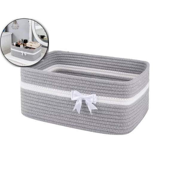 Large Woven Storage Basket with Handles for Living Room Shelves, Bow Basket for Gifts Empty with Gift Bags and Ribbons for Showers Toy Bin