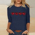 thumbnail image 2 of Plebaso Chemises à Manches 3/4 pour Femmes Mignonnes avec Cœur Hauts Amples Décontractés Blouses à Col Rond T-Shirts Imprimés, 2 of 4