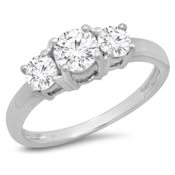 Dazzlingrock Collection 1.00 Carat (ctw) 10k Round Cut Diamond Ladies 3 Stone Bridal Engagement Ring 1 CT, Yellow Gold, Size 7