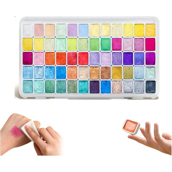 60 Colors Shifting Watercolor Painting Set, Forestey Color Shifting Watercolor Painting Set, Glitter Watercolor Paint High Transparency Easy to Blend For Adults Beginners (H-60PCS)
