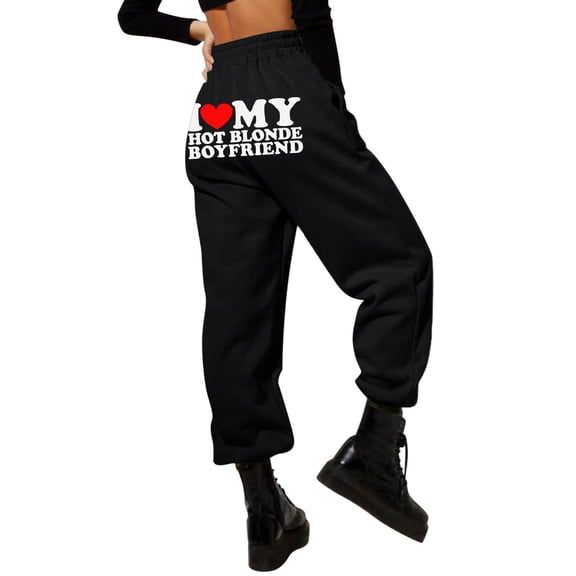 Women Valentines Day Trousers Print Bottom Sweatpants Pockets High Waist Sporty Gym Athletic Fit Jogger Pants