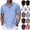 Black, variant on CHUMUD Men's Cotton Linen Short Sleeve Casual Pocket Shirts Button Down Shirt Collared Summer Breathable Blouse