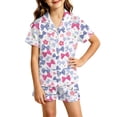 thumbnail image 3 of WAYUTE Pajamas for Girls Short Sleeve Bow Graphic Tee and Shorts Loungewear Pjs Set for Toddler Kids Home Outfits Casual Daily Wear, 3 of 3