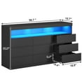 thumbnail image 4 of Black Dresser with 9 Drawers & Open Shelves, Modern 56.7" W Wood Bedroom Dresser with LED Lights and Power Outlet Charging Station, No-Handle Dresser for Living Room Entryway, 4 of 8