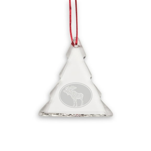 Moose Oval Tree Shaped Crystal Christmas Ornament