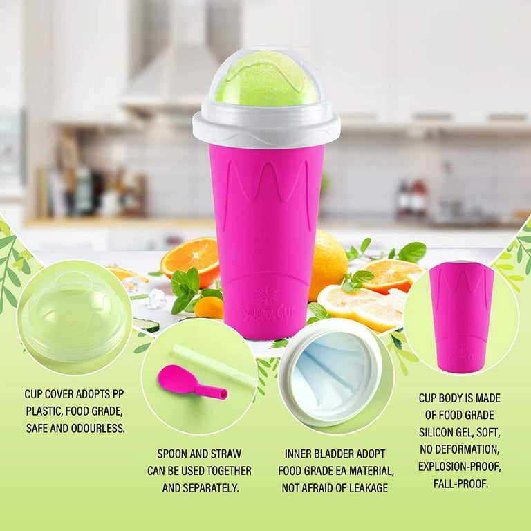 Slushy Maker Cup Frozen Magic Squeeze Cup Travel Portable Double Layer  Silica Pinch Cup Summer Cooler Smoothie Cup Homemade Slushie Milkshake Maker  DIY for Kids & Adults (Blue) 