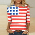 thumbnail image 2 of Summer Clean Plus Size Tee Shirts For Women Round Neck 3/4 Length Sleeve Tops Classic Independence Day Patriotic Tee Shirts Loose Fit Tunic Blouses Office Work Clothes 2025, 2 of 5