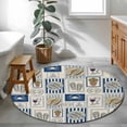 thumbnail image 3 of Summer Ocean Round Area Rug 3.3Ft Washable Circle Rugs for Dining Room Table, Nautical Coastal Fish Food Wine Crab Retro Non-Slip Carpet Floor Mats Indoor Outdoor Carpet Runner Aesthetic Home Decor, 3 of 8