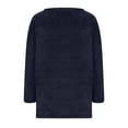 thumbnail image 5 of Black and Friday Clothing Sales Idoravan Long Sleeve Shirts for Women Winter Women's Round- Neck Plush Fall and Winter Loose Solid Pocket Warm Long Sleeve Blouse Tops Dark Blue XXL, 5 of 6
