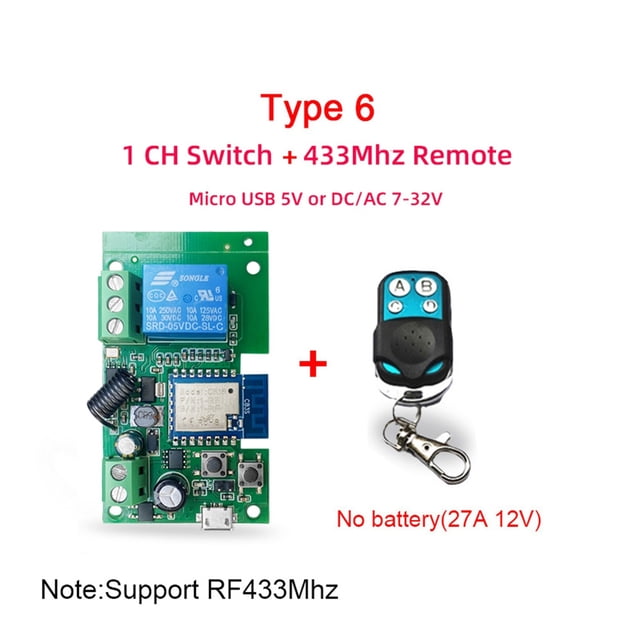 Tuya Smart WIFI 2CH Switch Module For Lights Garage Door Gate,DC 5V 12V 24V 32V,2 Channel Button RF 433Mhz Remote Control Relay ,Easy to Use