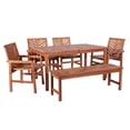 thumbnail image 1 of Walker Edison 6-Piece Chevron Outdoor Patio Dining Set in Brown, 1 of 8