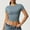 Gray, variant on QUNYINEY Short Sleeve T Shirts for Women Casual Crew Neck Solid Tops Stretch Workout Slim Yoga Crop Shirts