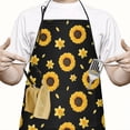 thumbnail image 2 of Black Sunflower Daffodil Pattern Apron-Garden Aprons for Women with Pockets-Cotton Linen Waterproof Kitchen Cooking Gardening Aprons Adjustable for Kitchen,Cooking,BBQ and Salon 33x27 Inch, 2 of 7