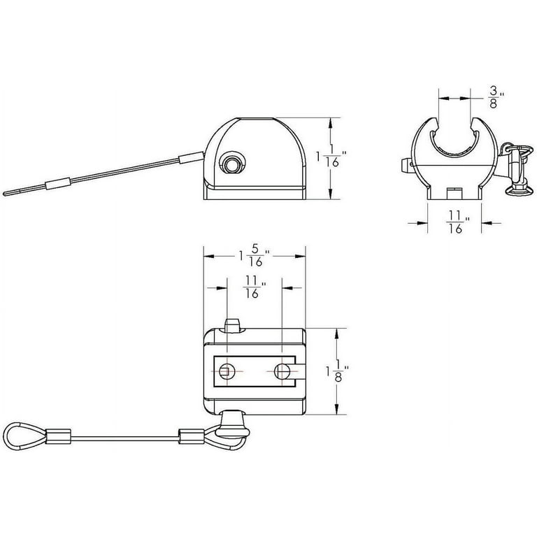 Taco 7/8 Inch Deck Hinge With Ring And Lanyard - Marine Grade Hardware