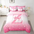 thumbnail image 2 of Feelyou Princess Monogrammed Z Comforter Set 7pcs, Ribbon Letter Queen Bedding Sets, 2 of 8