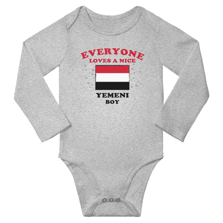

Everyone Loves a Nice Yemeni Boy Baby Long Slevve Bodysuit Outfits (Gray 3-6 Months)