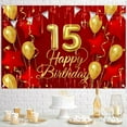 thumbnail image 5 of 15th Birthday Backdrop Banner Decorations Red and Gold for Boys Girls Happy 15 Years Old Bday Background Photography Party Decor Sign Supplies, 5 of 7