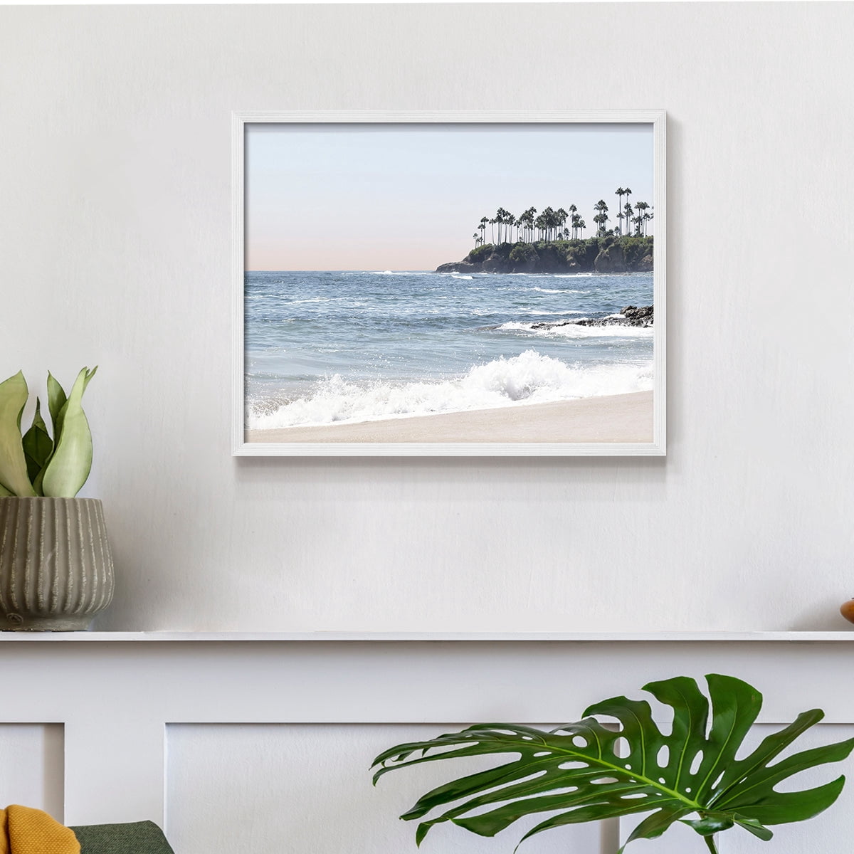 Distant Palms by Natalie Carpentieri - Restickable Framed Giclée Print