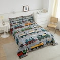 thumbnail image 3 of Train Comforter Set King Size Colorful Steam Engine Train Bedding Sets Cartoon Train Transportation Comforter with 2 Pillow Cases,Gray, Green, Blue, Yellow, White, 3 of 6