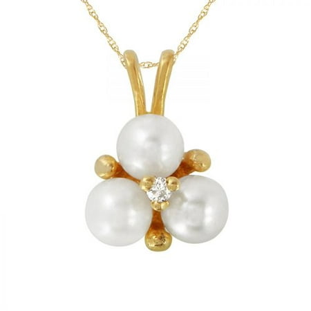 Foreli 0.01CTW Pearl And Diamond 14K Yellow Gold Necklace