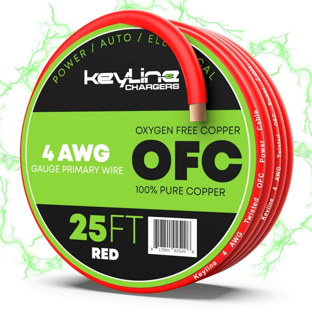 Cable de batería AWG de calibre 4 (25 pies) para cableado automotriz