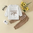 thumbnail image 2 of Gerichy Toddler Baby Boy Clothes Fall Winter Outfit, Baby Boy Cute Clothes Cow Long Sleeve Sweatshirt Tops Drawstring Pants 2Pcs Toddler Boy Winter Clothes, 2 of 7