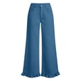 thumbnail image 6 of Wovilon Women's High Waist Wide Leg Pants with Ruffle Hem, Casual Loose Fit Trousers with Pockets, Solid Color Long Bottoms for Everyday Wear, 6 of 6