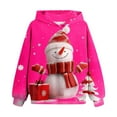 thumbnail image 2 of Odeerbi Toddler Boys Girls Christmas Hoodies Snowman Print Hooded Sweatshirts Children's Long Sleeve Pattern T-shirt Printed Round Neck Shirt Hooded Sweatshirt Hot Pink, 2 of 4