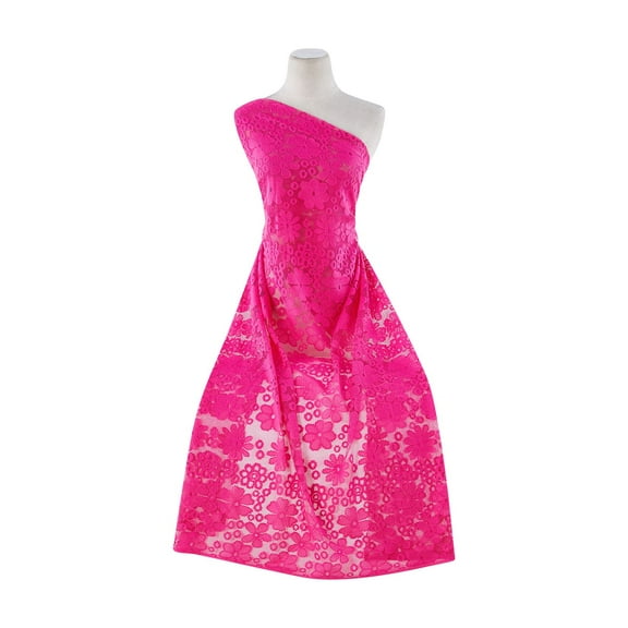 Zelouf Polyester Floral Lace , Sewing, DIY, Crafts Fabric by the Yard, 363 Fiesta Fuchsia, 3 Yard