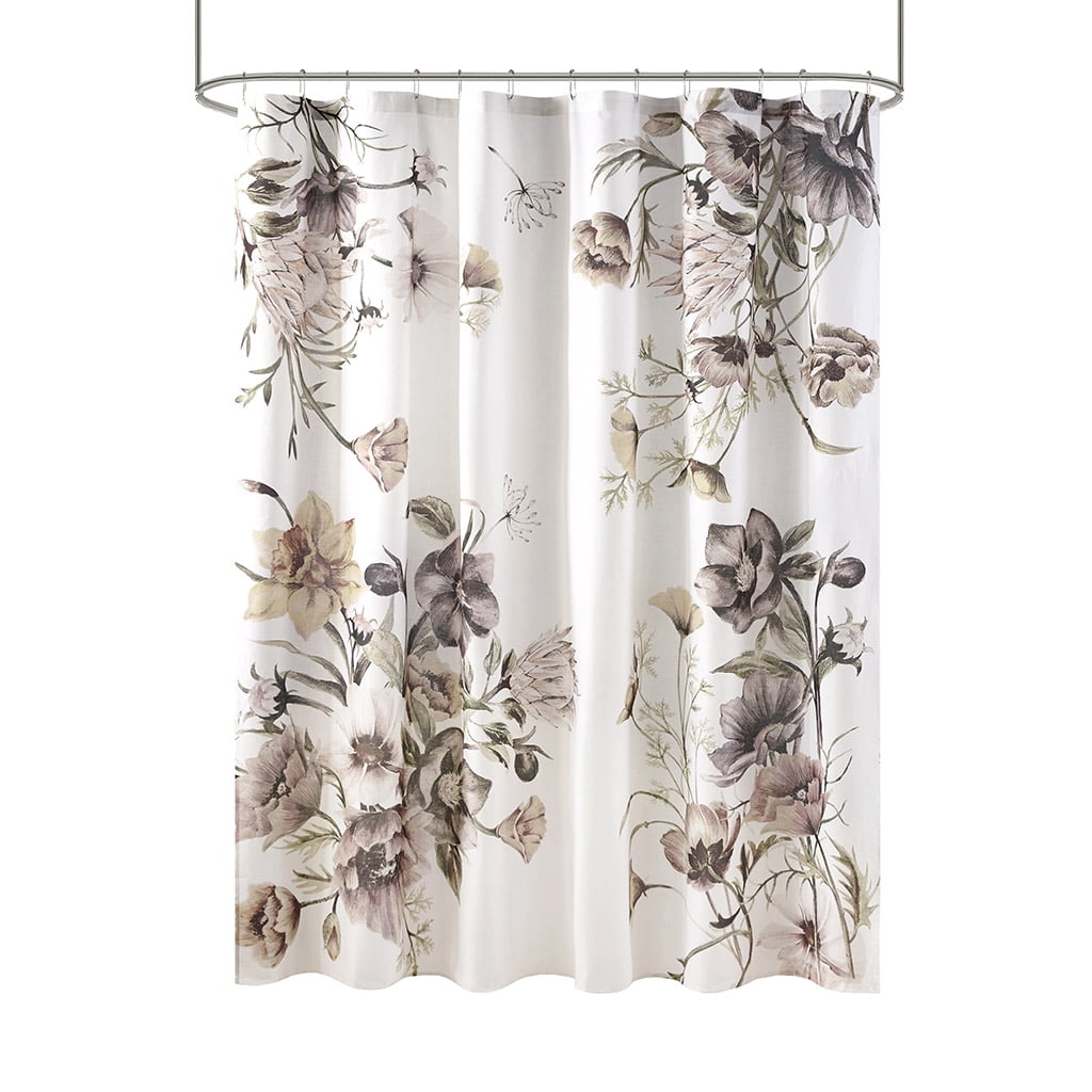 MAYEERTY Printed Cotton Shower Curtain, 72" x 72", Machine-Washable, Blush