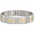 thumbnail image 3 of Stainless Steel With 14K Accent 8.5In Brushed And Polished Link Bracelet (8.5 X 19) Made In China -Jewelry By Sweet Pea, 3 of 6