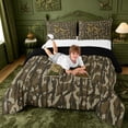 thumbnail image 3 of meiyoeat Rustic Camo Monogram King Size Comforter Sets For Kids,Vintage Farmhouse Hunting Camouflage Comforters King Size,Black Reversible,3-Piece, 3 of 7