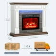 thumbnail image 4 of Holliwill Electric Fireplace Mantel, 44" Freestanding Fireplace Heater with LED Lights, Infrared Quartz Heater, 1400W, White & Brown, 4 of 8