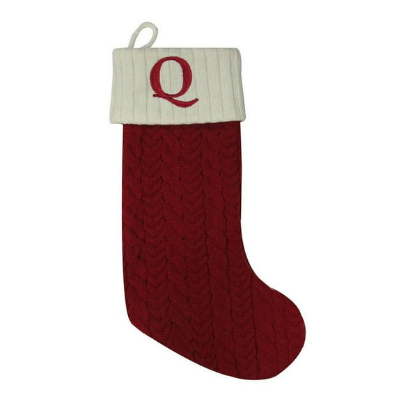 St. Nicholas Square 21-Inch Initial Stocking Sock Letter Q, Large, Red Knit