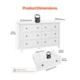thumbnail image 2 of 6 Drawer Dresser - Wooden Chest of Drawers, Retro Minimalist Storage Organizer for Bedroom, Living Room, Entryway - White, 2 of 7