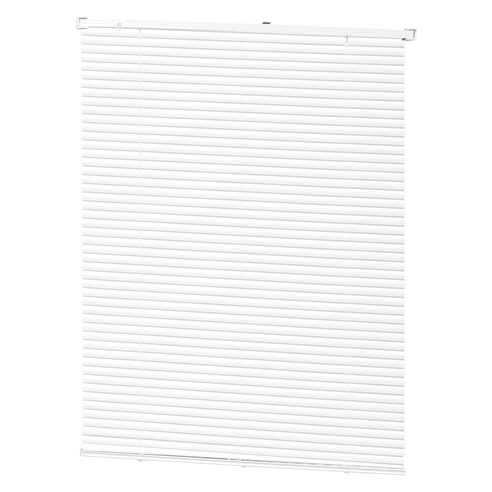 Cordless Mini Blinds 34x48 Inch 1 Inch Slats Vinyl White Window Blinds Cordless Lift Wand Tilt for Bathroom Kitchen Laundry
