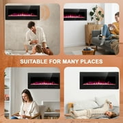 KISSAIR 50’’ 1500W Wall Mounted Recessed Electric Fireplace,12 Flame Color Modes,Touch Screen & Remote Control,Ultra Thin & Low Noise