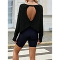 thumbnail image 6 of Women'S Long Sleeve Solid Color Loose - Fit Casual Yoga Top - Soft, Breathable for Yoga Black XXL, 6 of 8