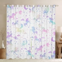 jejeloiu Cute Unicorn Silhouette Black Out Curtains,Colorful Sequin Print Curtains Pack of 2 (42x63 Each),Fairy Tale Princess Bedroom Curtains For Girls Kids,Microfiber Bedroom Decor
