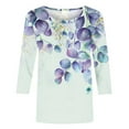 thumbnail image 4 of hxobax Womens Floral T Shirts 3/4 Sleeve Cute Tunic Tops Summer Casual Basic Tee Classic Tshirts Top, 4 of 5