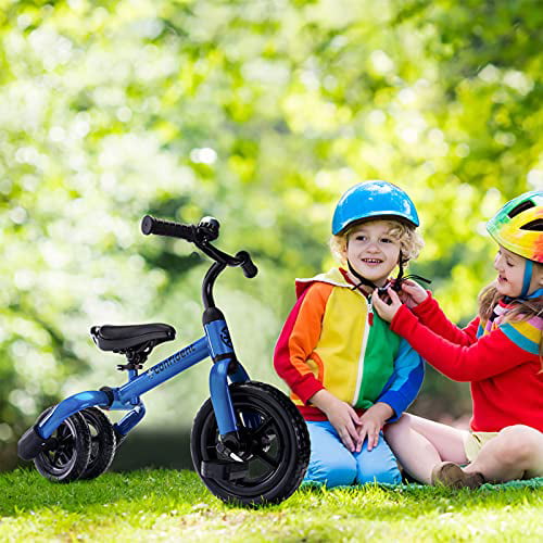Blue YGJT 3 in1 Toddler Tricycle for 2-6 Year Old Folding Kids Trike & Balance Bike Outdoor Riding Toys for Boys Girls Birthday